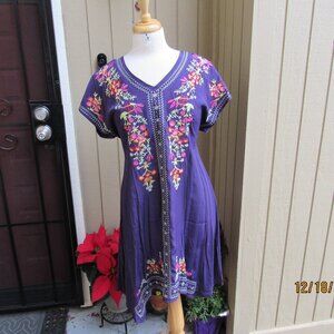 #722  NEW WOMAN'S PURPLE FLORAL DRESS BY MISOOK  (SIZE X-LARGE)